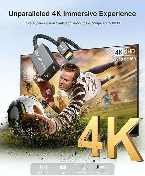 IVANKY 4K Mini DisplayPort to HDMI Adapter, 4K@30Hz Mini DP to HDMI Adapter, Gold-Plated/Braided Thunderbolt 2 to HDMI Compatible with MacBook Air/Pro, Microsoft Surface Pro/Dock, Monitor, Projector - Image 2
