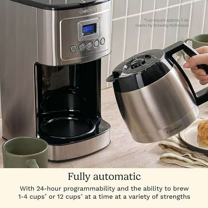 Cuisinart 12-Cup Coffee Maker, Programmable PerfecTemp Thermal Carafe Coffee Machine with 1-4 Cup Setting, Brew Strength Control and Brew Pause, Stainless Steel, DCC-3400NAS, Silver - Image 6