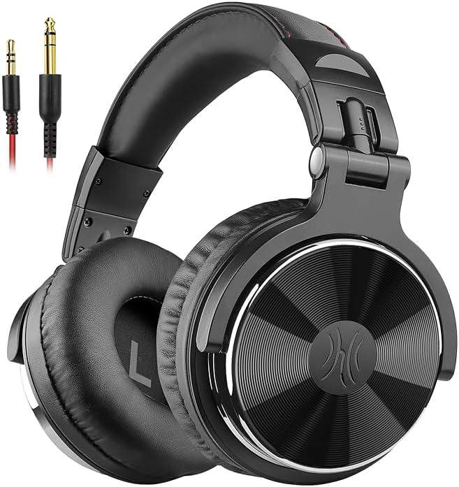 OneOdio Wired Over Ear Headphones Hi-Res Studio Monitor & Mixing DJ Stereo Headsets with 50mm Drivers and 1/4 to 3.5mm Jack for AMP Computer Recording Podcast Keyboard Guitar Laptop - Black - Image 1