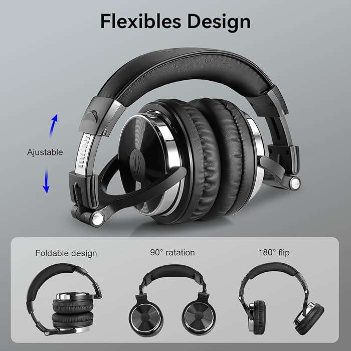 OneOdio Wired Over Ear Headphones Hi-Res Studio Monitor & Mixing DJ Stereo Headsets with 50mm Drivers and 1/4 to 3.5mm Jack for AMP Computer Recording Podcast Keyboard Guitar Laptop - Black - Image 8