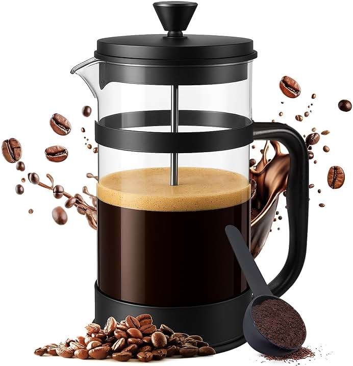 Utopia Kitchen Borosilicate Glass French Press Coffee Maker 34 Oz, Heat-Resistant Cafetiere & Tea Maker, Thickened Glass Coffee Press for Travel and Camping, Black - Image 1
