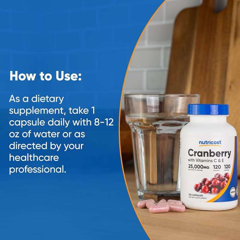 Nutricost Cranberry Extract 120 Capsules for 120 Servings Per Bottle - with Vitamin C & Vitamin E. Vegan, Gluten Free - Image 7