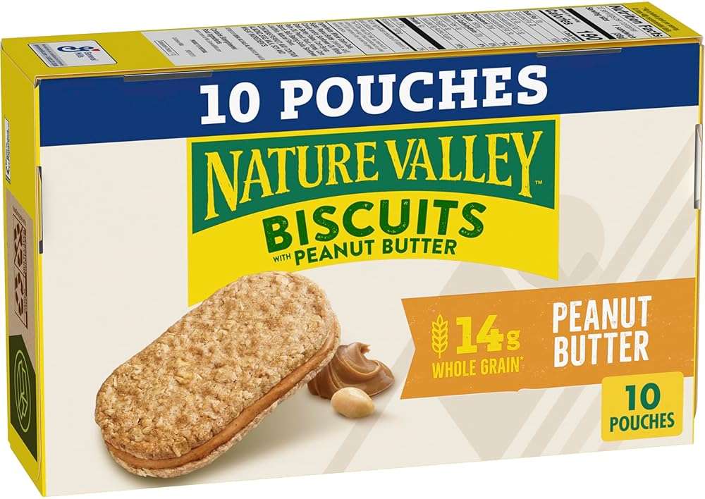 Nature Valley Biscuit Sandwiches, Peanut Butter, Snack Bars, 10 Bars, 13.5 oz - Image 1
