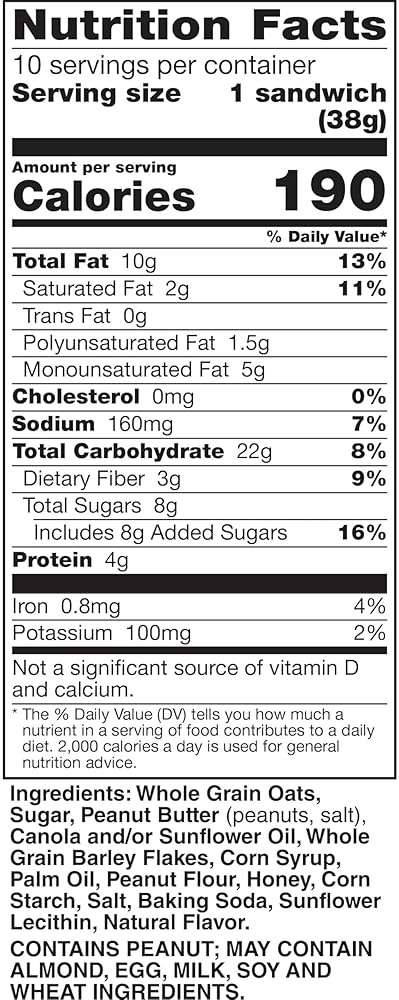 Nature Valley Biscuit Sandwiches, Peanut Butter, Snack Bars, 10 Bars, 13.5 oz - Image 2