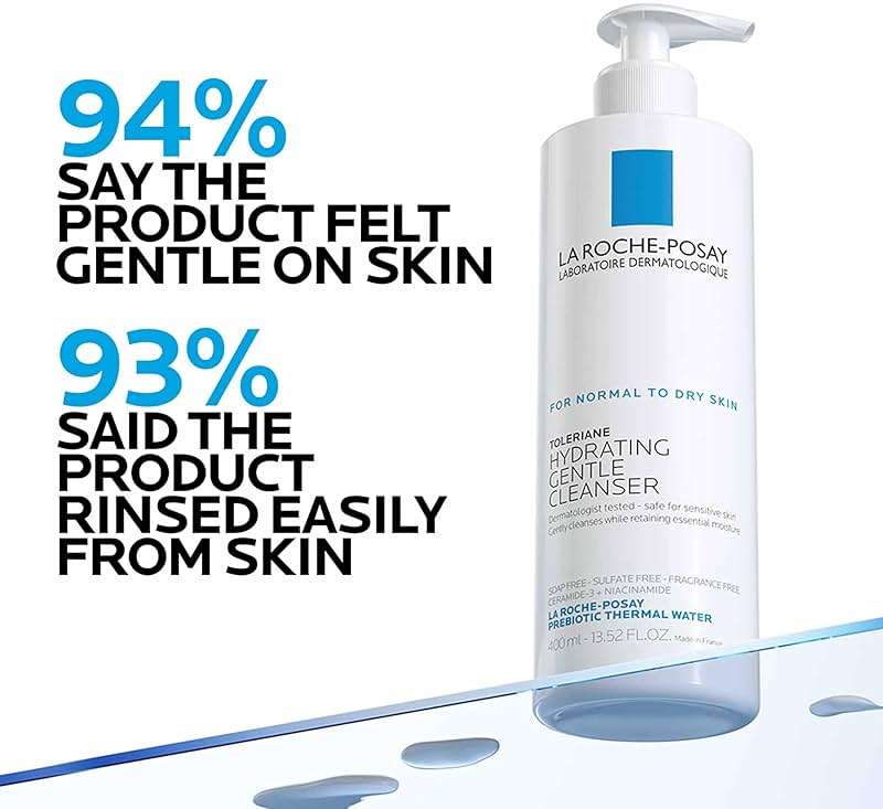 La Roche-Posay Toleriane Hydrating Gentle Face Cleanser, Hydrating Facial Cleanser With Niacinamide + Ceramides, Daily Face Wash For Dry Skin To Normal Skin, Sensitive Skin Tested, Fragrance Free - Image 4