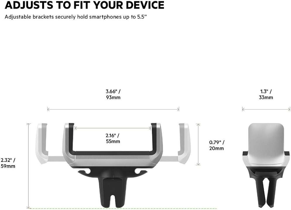 Belkin Car Vent Mount, Black and Silver, Phone Stand for iPhones, Samsungs, LGs & Most Smartphones, Adjustable to Fit 5.5-Inch Screens - Image 4