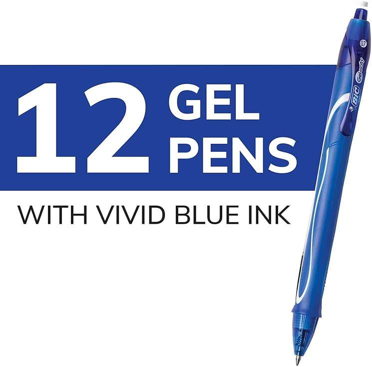 BIC Gelocity Quick Dry Blue Gel Pens, Medium Point (0.7 mm), School Supplies for Students and Teachers, with Full Grip, 12-Count Pack in Blue - Image 4