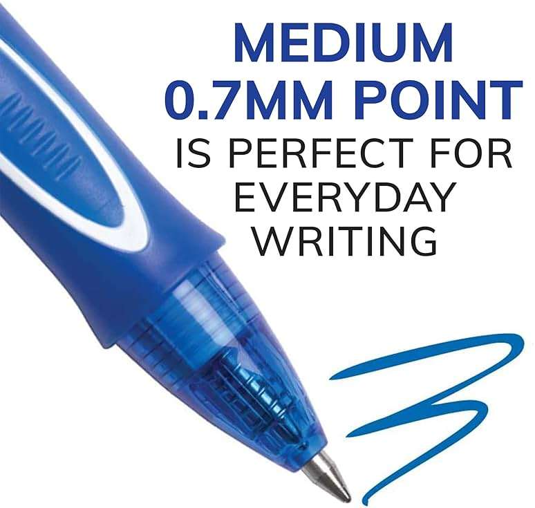 BIC Gelocity Quick Dry Blue Gel Pens, Medium Point (0.7 mm), School Supplies for Students and Teachers, with Full Grip, 12-Count Pack in Blue - Image 7