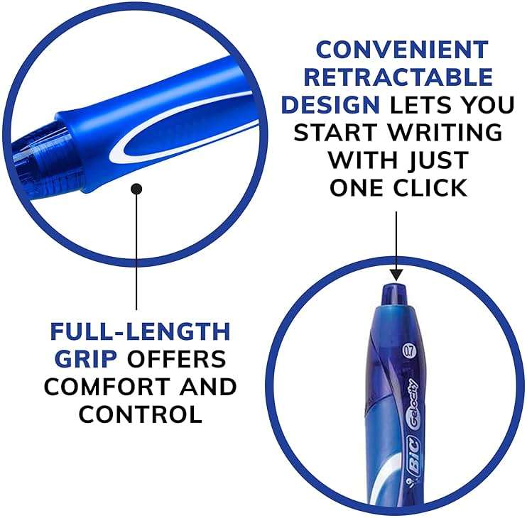 BIC Gelocity Quick Dry Blue Gel Pens, Medium Point (0.7 mm), School Supplies for Students and Teachers, with Full Grip, 12-Count Pack in Blue - Image 10
