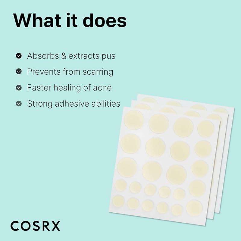 COSRX Acne Pimple Patch Absorbing Hydrocolloid Original 3 Size Patches for Blemishes and Zits Cover, Spot Stickers for Face and Body, Not Tested on Animals (72) - Image 6