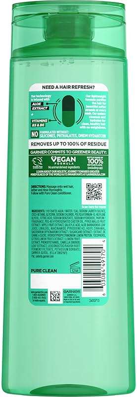 Garnier Fructis Pure Clean Purifying Shampoo, Silicone-Free, 12.5 Fl Oz, 1 Count (Packaging May Vary) - Image 2