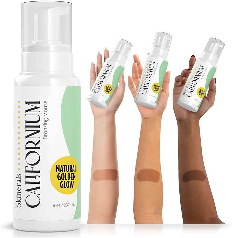 Skinerals Self Tanner Mousse, Organic Sunless Tanning Foam for Face & Body, Natural Looking, Streak-Free, Quick-Drying, Long-Lasting Fake Tan, 8 oz, Californium - Image 2