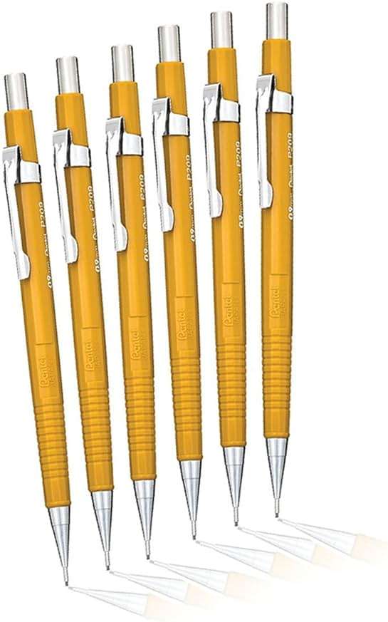 Pentel Sharp Automatic Drafting Pencil, 0.9mm, Yellow, Pack of 6 - Image 1