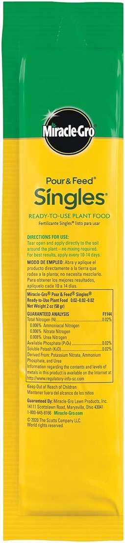 Miracle-Gro Pour & Feed Singles Ready-To-Use Liquid Plant Food - Pre-Measured Liquid Plant Fertilizer for Potted Plants, 2 oz. Singles - Image 6