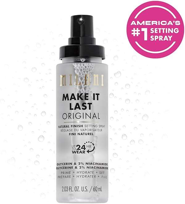 Milani Setting Spray + Primer, Make It Last Original - Natural Finish with Niacinamide for Hydration, Setting Spray for Makeup and Face Primer, 3-in-1 Prime + Hydrate + Set, 2.03 Fl. Oz - Image 3
