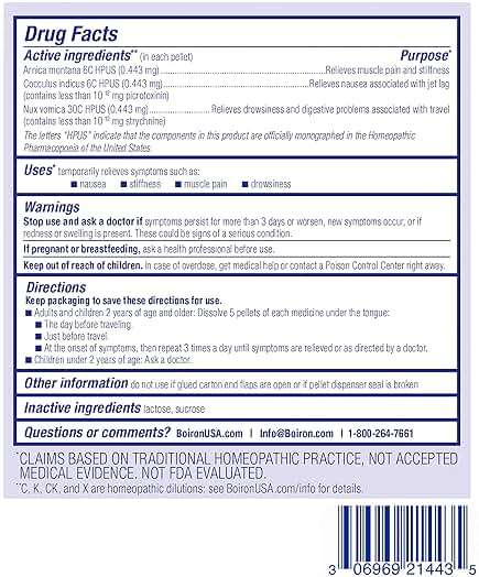 Boiron Jet Lag Relief Kit - Travel Essential for Relief from Nausea, Stiffness, Muscle Pain, and Drowsiness from Long Flights - 3 Count (240 Pellets) - Image 7