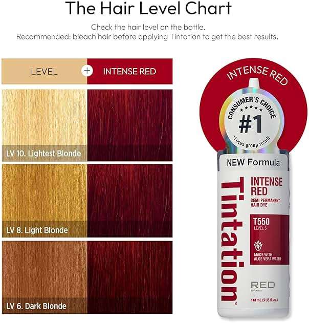 Red by Kiss Tintation Semi-Permanent Hair Color, Aloe Vera Water Based, Argan Oil, Olive Oil, Collagen & Keratin, Long-Lasting Color Dye (Intense Red, 5 Fl Oz) - Image 2