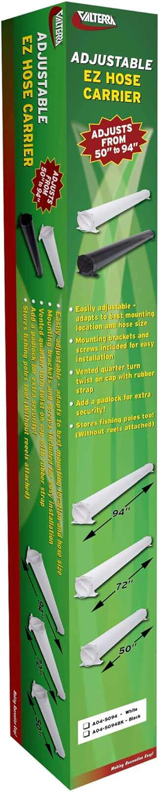 Valterra A04-5094BK RV Adjustable EZ Hose Carrier with Lockable Door Cap, Black - Image 4