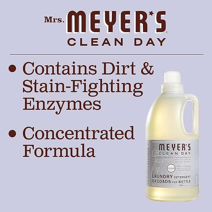 MRS. MEYER'S CLEAN DAY Liquid Laundry Detergent, Cruelty Free, Lavender Scent, 64 oz- Pack of 2 - Image 5