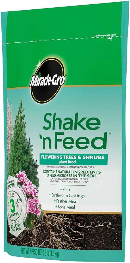 Miracle-Gro Shake 'N Feed Flowering Trees and Shrubs Plant Food, For In-Ground and Container Plants, Acid-Loving Flowering Plants, 8 lbs. - Image 11