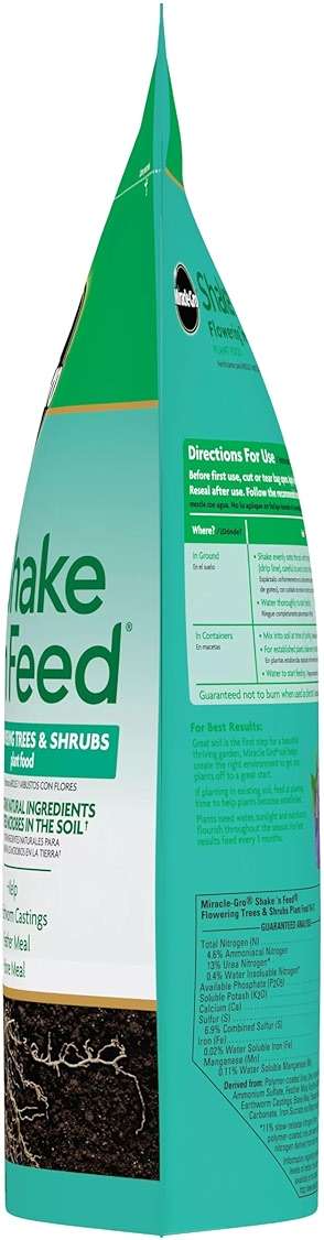 Miracle-Gro Shake 'N Feed Flowering Trees and Shrubs Plant Food, For In-Ground and Container Plants, Acid-Loving Flowering Plants, 8 lbs. - Image 12