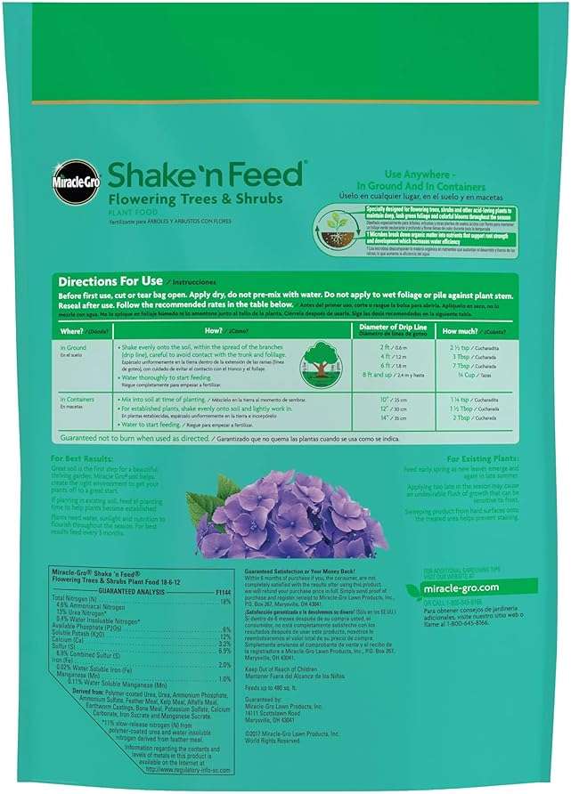 Miracle-Gro Shake 'N Feed Flowering Trees and Shrubs Plant Food, For In-Ground and Container Plants, Acid-Loving Flowering Plants, 8 lbs. - Image 9