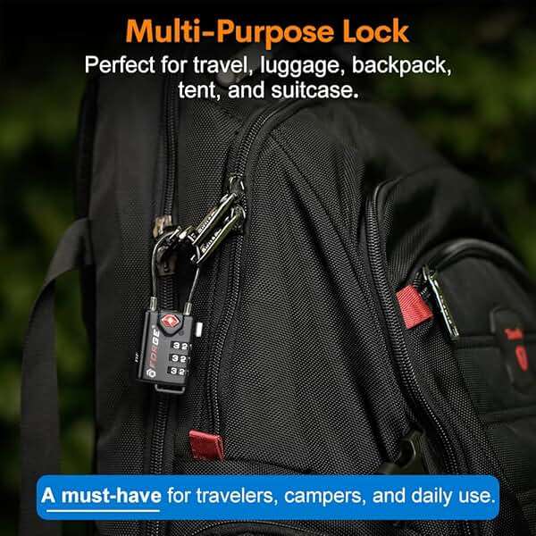 TSA Approved Cable Luggage Locks, Re-settable Combination with Alloy Body - Image 8