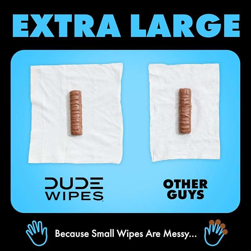 Dude Wipes, Unscented Flushable Wipes - Extra-Large Adult Wet Wipes for Sensitive Skin - - Infused with Vitamin E and Aloe - Septic and Sewer Safe, 144 Count - Image 6