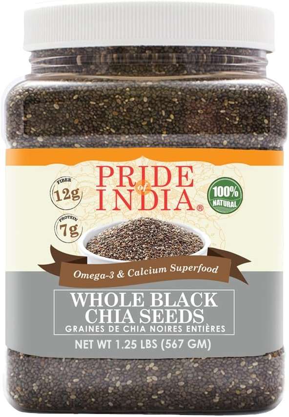 Pride of India Black Chia Seeds 1.25 lb | Whole Raw Chia Seeds for Smoothies, Pudding, Yogurt & Salad | High Fiber, Omega 3 & Calcium Rich Superfood | Vegan & Gluten Free - Image 1