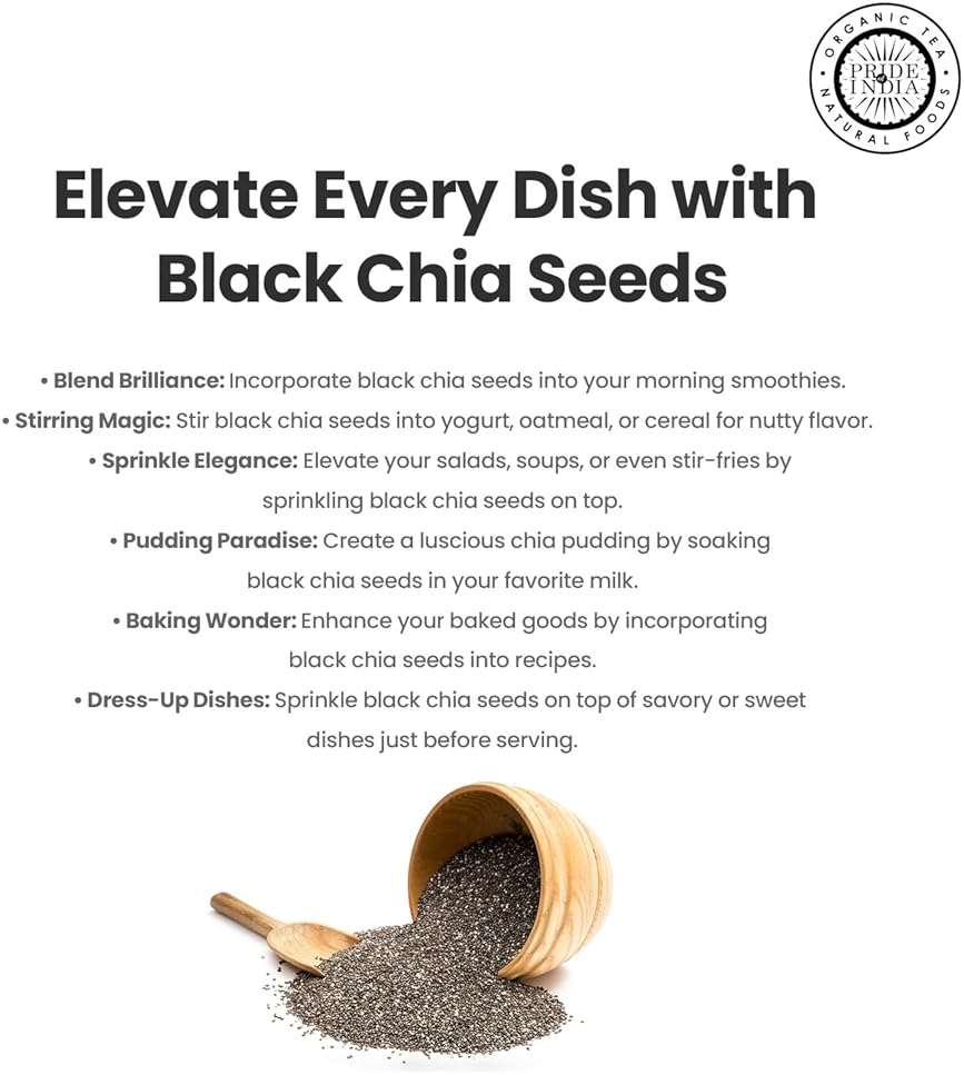Pride of India Black Chia Seeds 1.25 lb | Whole Raw Chia Seeds for Smoothies, Pudding, Yogurt & Salad | High Fiber, Omega 3 & Calcium Rich Superfood | Vegan & Gluten Free - Image 4