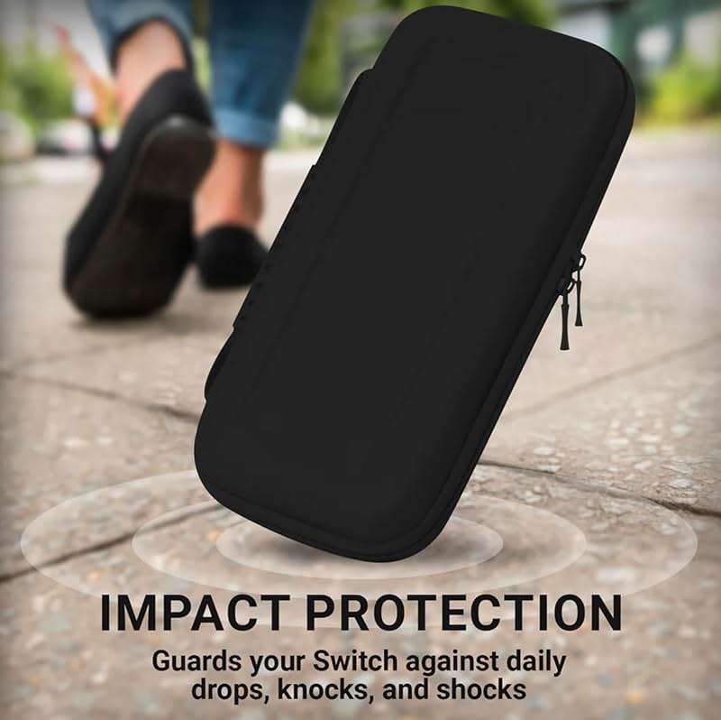 Orzly Carry Case Compatible with Nintendo Switch and New Switch OLED Console - Black Protective Hard Portable Travel Carry Case Shell Pouch with Pockets for Accessories and Games - Image 5
