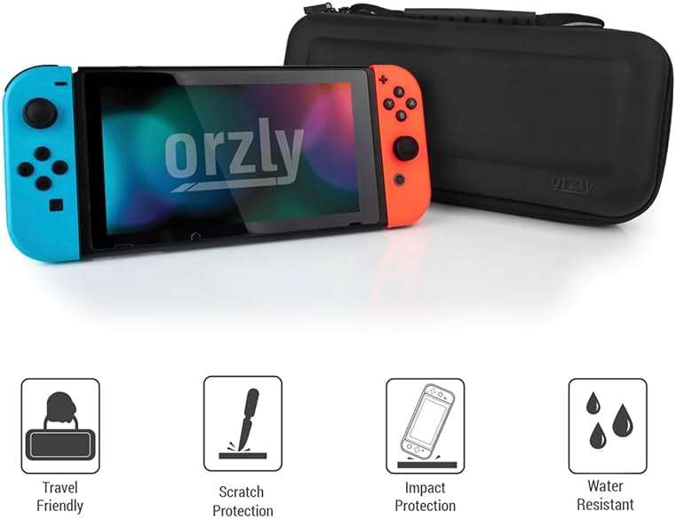 Orzly Carry Case Compatible with Nintendo Switch and New Switch OLED Console - Black Protective Hard Portable Travel Carry Case Shell Pouch with Pockets for Accessories and Games - Image 7