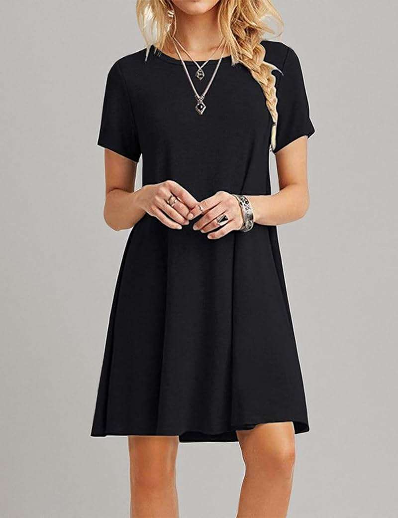 MOLERANI Women's Casual Plain Simple T-Shirt Loose Dress - Image 6
