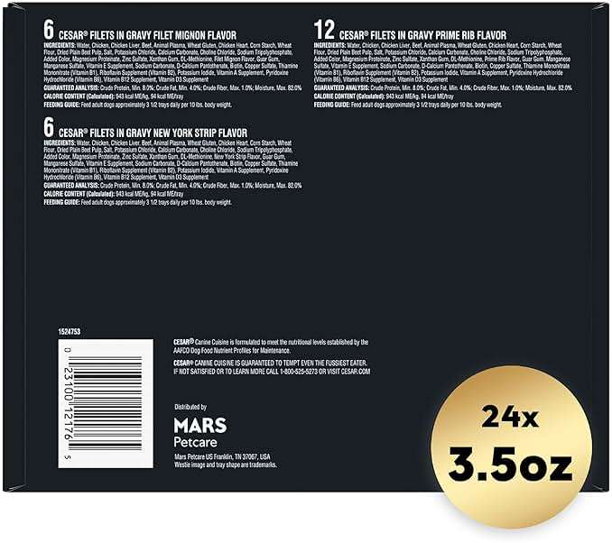 Cesar Filets in Gravy Adult Wet Dog Food Variety Pack, Filet Mignon, New York Strip and Prime Rib Flavors, 3.5 oz. Easy Peel Trays, Variety Pack of 24 - Image 2