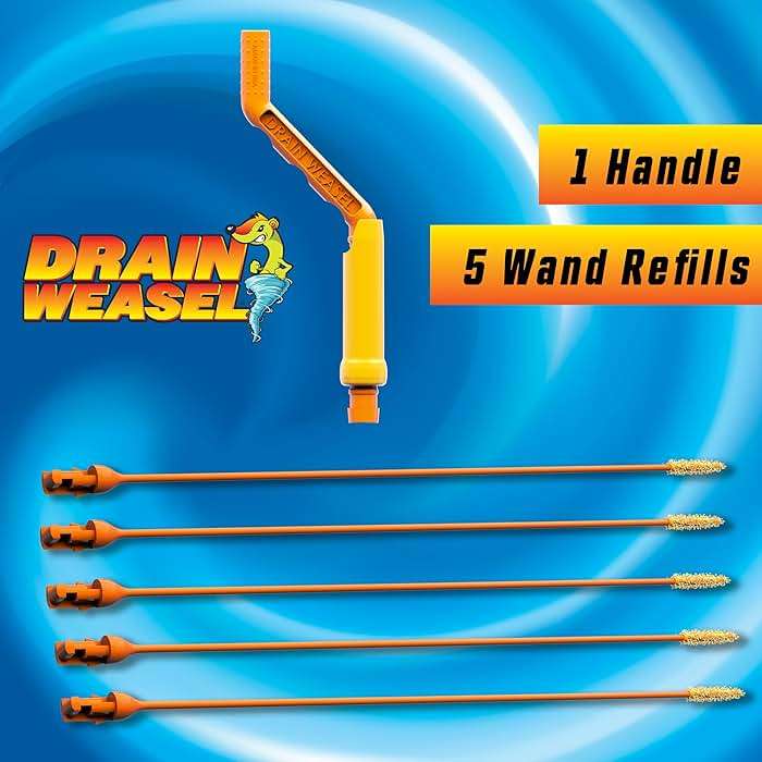 Flexisnake Drain Weasel Hair Clog Remover Kit – Plumbing Snake Auger for Cleaning Shower, Bath Tub, Bathroom Drains with Rotating Handle and 5 Disposable Wands, Made in USA - Image 6