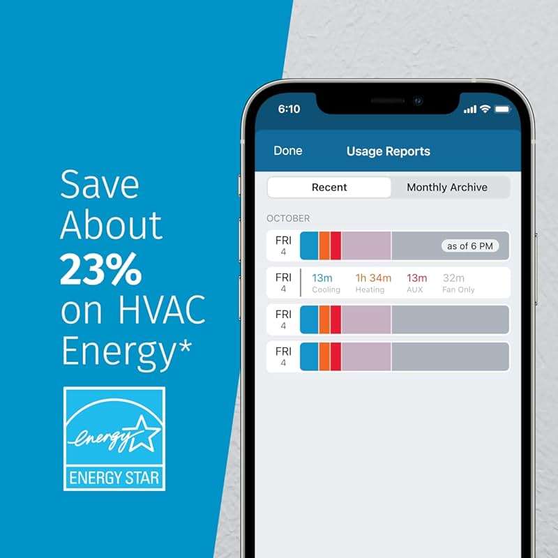 Emerson Sensi Wi-Fi Smart Thermostat for Smart Home, DIY, Works With Alexa, Energy Star Certified, ST55 - Image 5