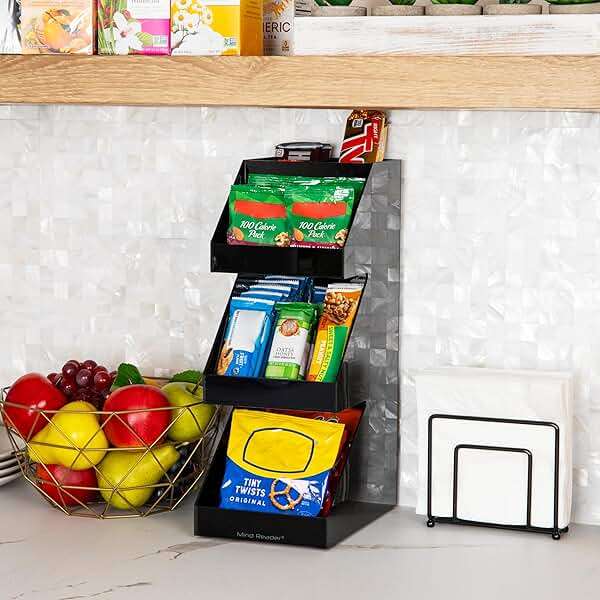 Mind Reader Coffee Tea Utensil and Condiment Station, Countertop Organizer, Coffee Bar, Kitchen, 6"L x 9"W x 16"H, Black | Acrylic - Image 5