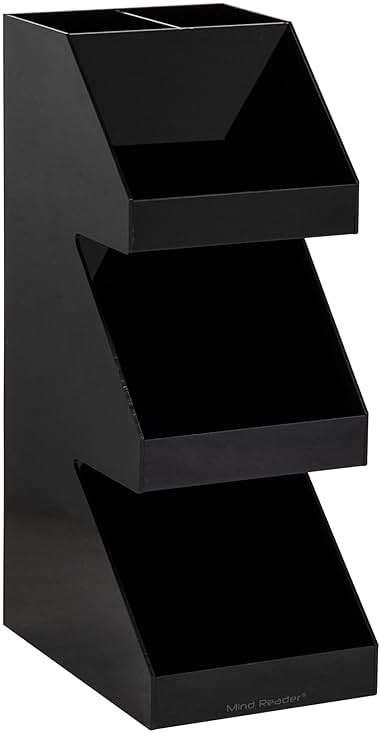 Mind Reader Coffee Tea Utensil and Condiment Station, Countertop Organizer, Coffee Bar, Kitchen, 6"L x 9"W x 16"H, Black | Acrylic - Image 6