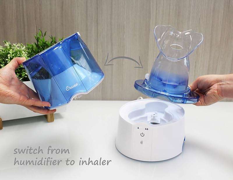 Crane Steam Inhaler & Warm Mist Humidifier, 0.5 Gallon, Humidifier FSA Eligible, Blue & White, Ideal Humidifiers for Bedroom, Sinus Inhaler, Vaporizer HSA, Vaporizer For Congestion - Image 4