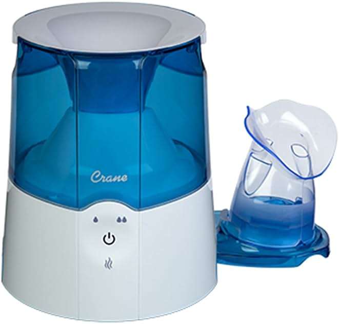 Crane Steam Inhaler & Warm Mist Humidifier, 0.5 Gallon, Humidifier FSA Eligible, Blue & White, Ideal Humidifiers for Bedroom, Sinus Inhaler, Vaporizer HSA, Vaporizer For Congestion - Image 5