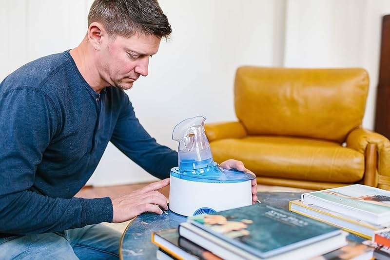 Crane Steam Inhaler & Warm Mist Humidifier, 0.5 Gallon, Humidifier FSA Eligible, Blue & White, Ideal Humidifiers for Bedroom, Sinus Inhaler, Vaporizer HSA, Vaporizer For Congestion - Image 8