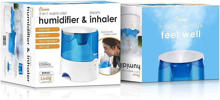 Crane Steam Inhaler & Warm Mist Humidifier, 0.5 Gallon, Humidifier FSA Eligible, Blue & White, Ideal Humidifiers for Bedroom, Sinus Inhaler, Vaporizer HSA, Vaporizer For Congestion - Image 10