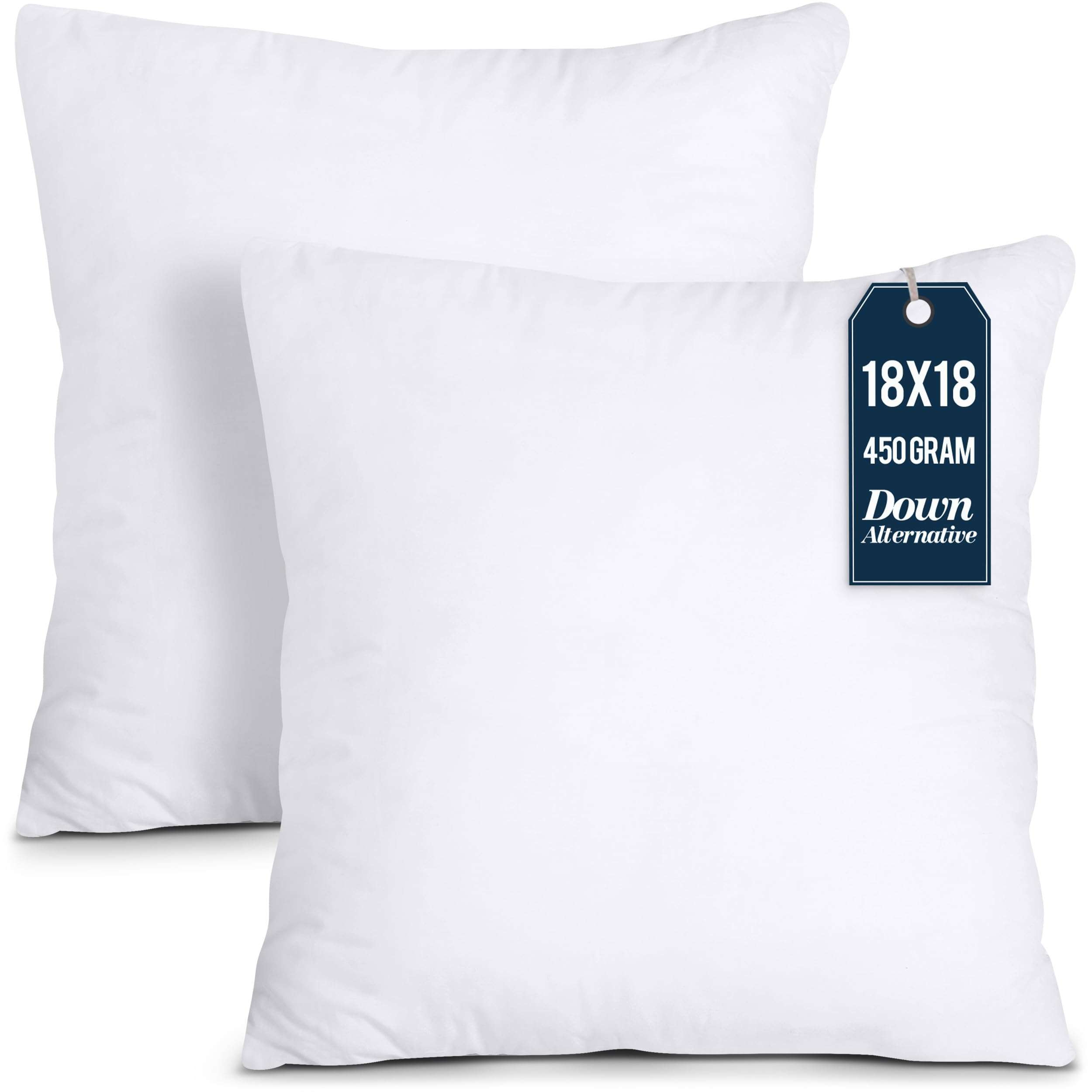 Utopia Bedding 18x18 Pillow Inserts, Set of 2, White – Indoor Decorative Throw Pillows for Bed, Sofa & Couch – Soft, Supportive & Fluffy Cushion Inserts - Image 1