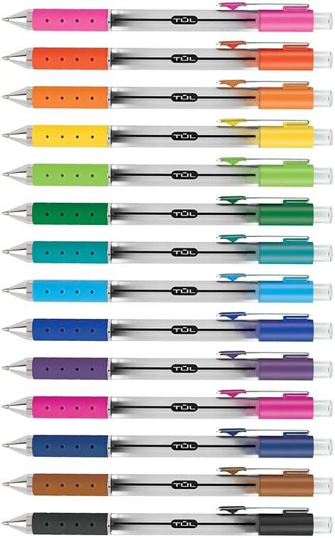 WHJJK TUL Retractable Gel Pens, Bullet Point, 0.7 mm, Gray Barrel, Assorted Standard and Bright Ink Colors, Pack of 14, SG_B01NBW93N6_US - Image 2