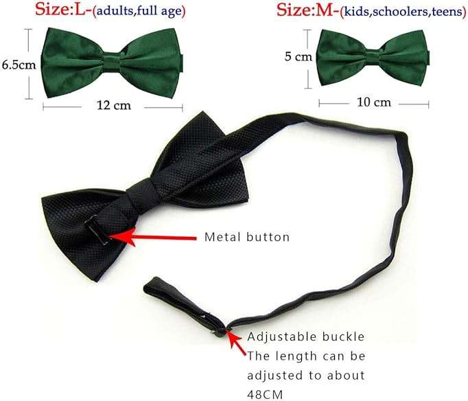 TINYHI Men's Pre-Tied Satin Formal Tuxedo Bowtie Adjustable Length Satin Bow Tie - Image 4
