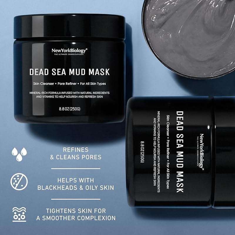 New York Biology Dead Sea Mud Mask for Face and Body | Spa Quality Pore Refiner for Oily Skin | Natural Skincare for Women & Men | Tighten Skin for A Healthier Complexion | 8.8 oz - Image 5