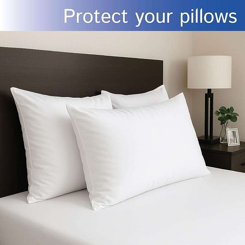 Four Seasons Essentials Standard Pillow Protectors (Set of 2) – Zippered Waterproof Pillow Covers Hypoallergenic Dust Proof Pillowcase Encasement Cover - Image 4