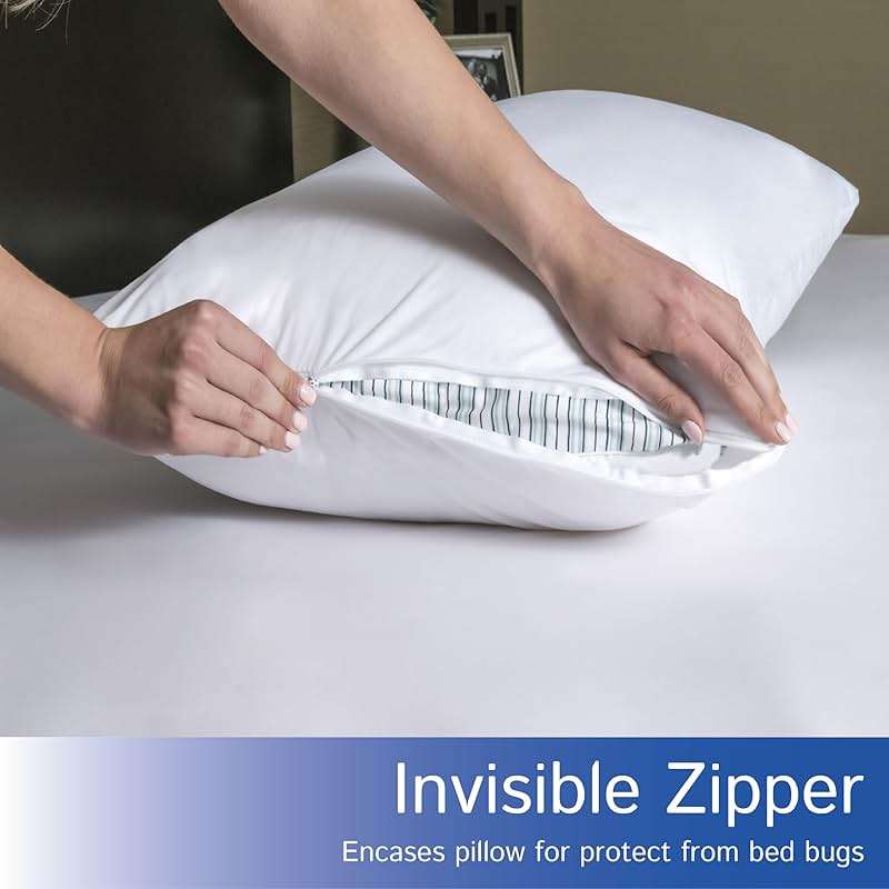 Four Seasons Essentials Standard Pillow Protectors (Set of 2) – Zippered Waterproof Pillow Covers Hypoallergenic Dust Proof Pillowcase Encasement Cover - Image 6