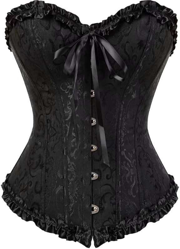 Corset Top Bustier Lingerie for Women Zipper Front Flower Sexy Burlesque Vintage - Image 1