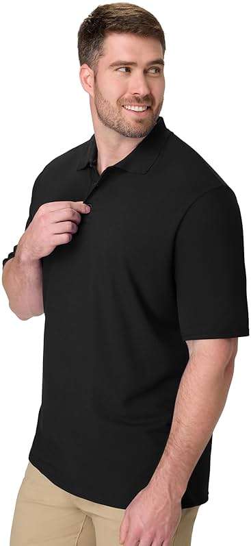 Hanes Men’s X-Temp Short Sleeve Polo Shirt, Midweight Men's Shirt - Image 3